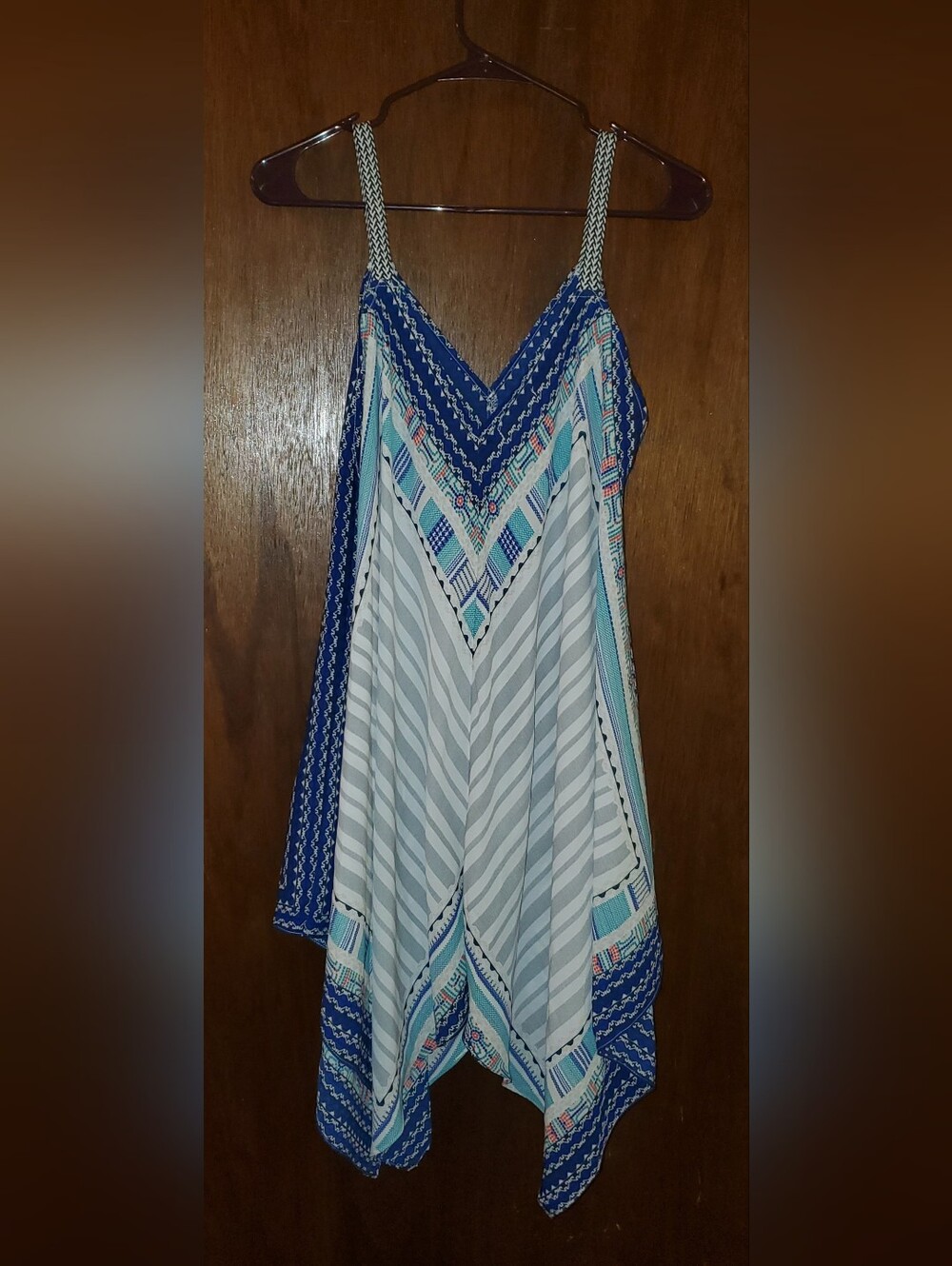 Maurices Plus Sz 2 Blue & Teal Printed Trapeze Tank Top - Picture 3 of 3